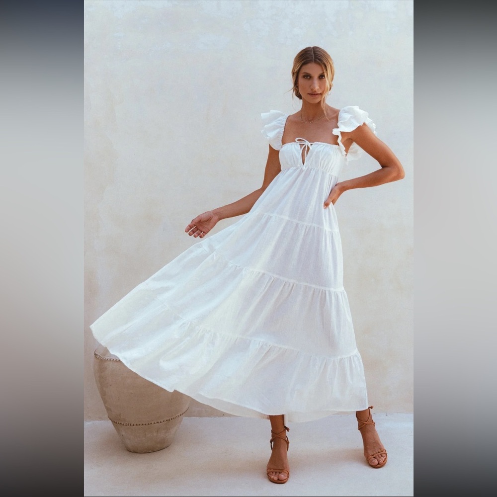 NWT white linen maxi dress